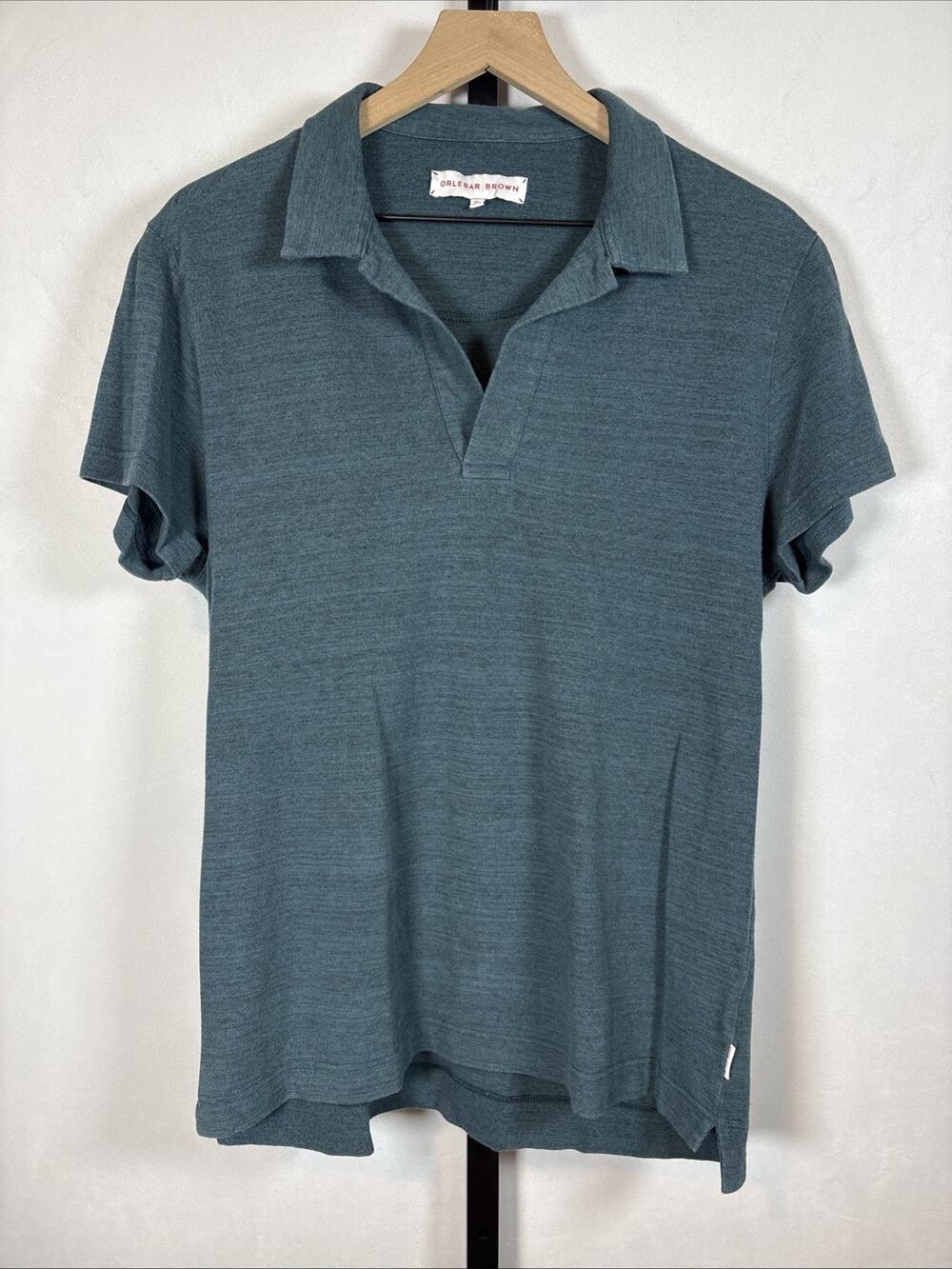 Orlebar Brown Polo Shirt Mens XL Blue Short Sleeve Cotton Slim Fit Casual Preppy